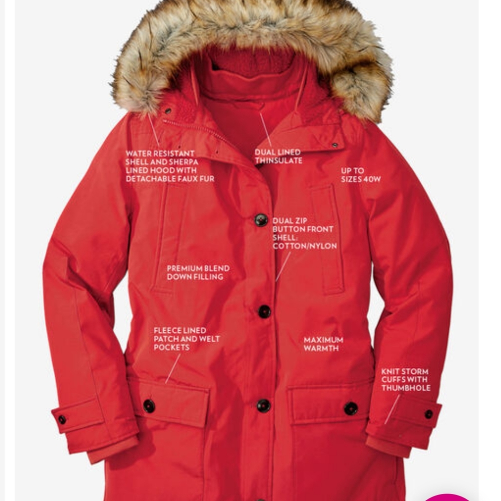 Woman Within Arctic Down Filled Hooded Parka Womens Size 4X 34 / 36 Plus Size - Picture 11 of 11